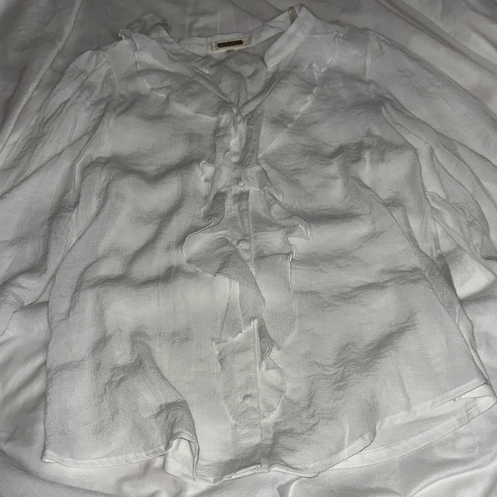 Elegant White Ruffle Blouse